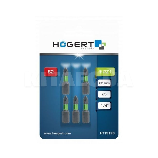 Біта ударна PZ1 1/4" 25 мм 5 штук HOGERT (HT1S126) - 2