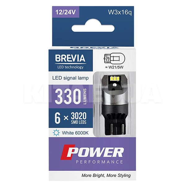 LED лампа для авто Power W3x16q 6000K (комплект) BREVIA (10111X2) - 2