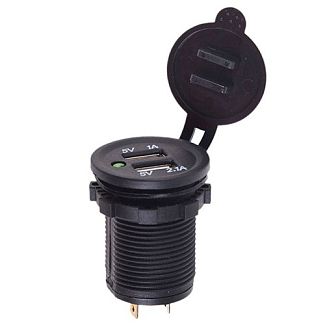 Автомобільний зарядний пристрій 12/24 В 3.1 а врізний зелене підсвічування VITOL