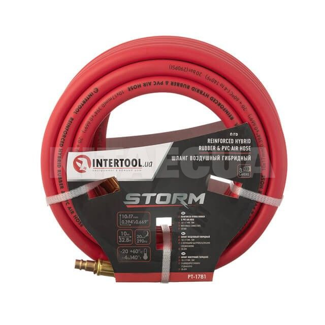 Шланг воздушный 10м 10х17мм 20 бар армированный гибридный STORM Intertool (PT-1781)