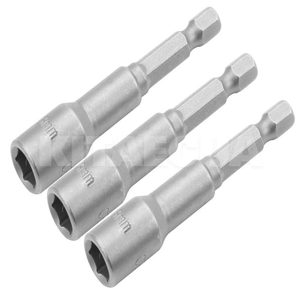 Головка торцева 6-гранна магнітна 13мм 1/4" 65мм 3шт TOLSEN (77848)