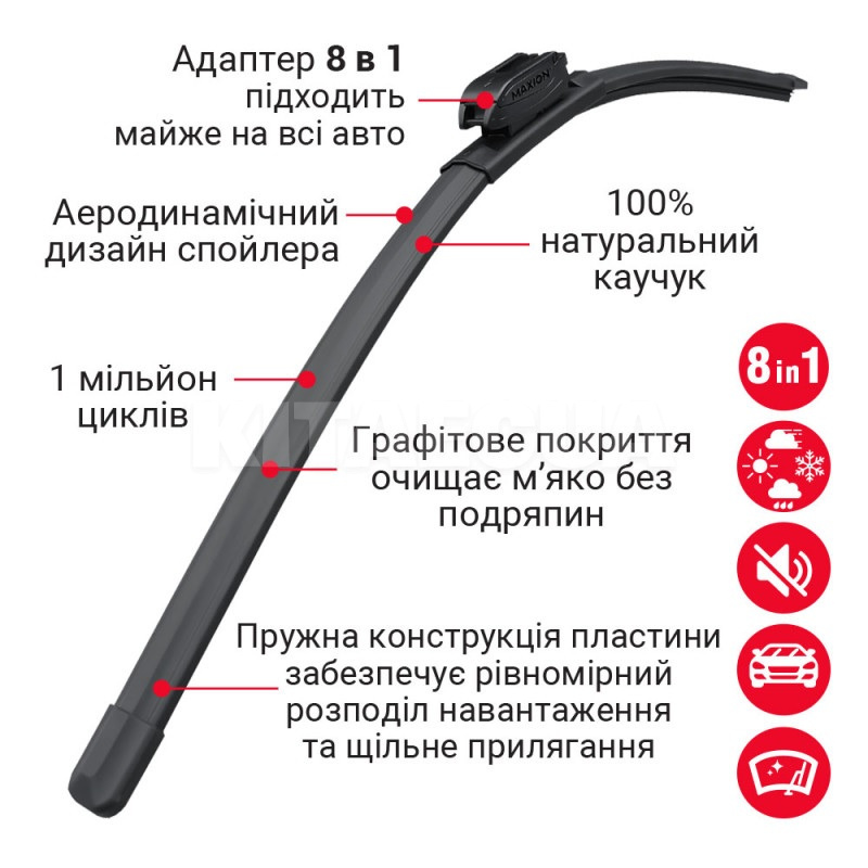 Щітка склоочисника (двірник) 700 мм безкаркасна Prime MAXION (MXWP-Prime-28-700) - 2