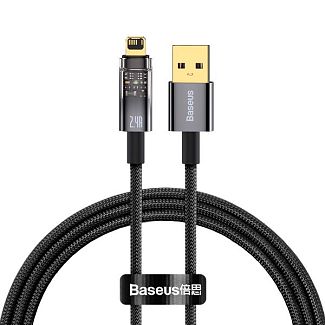 Кабель USB Lightning 2.4A автоматичне відключення 1м чорний BASEUS