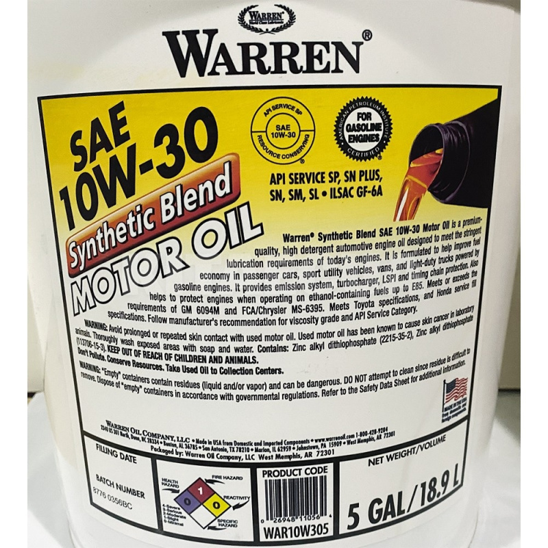 Масло моторне Напівсинтетичне 18.9л 10W30 Warren (WAR10W305) - 2
