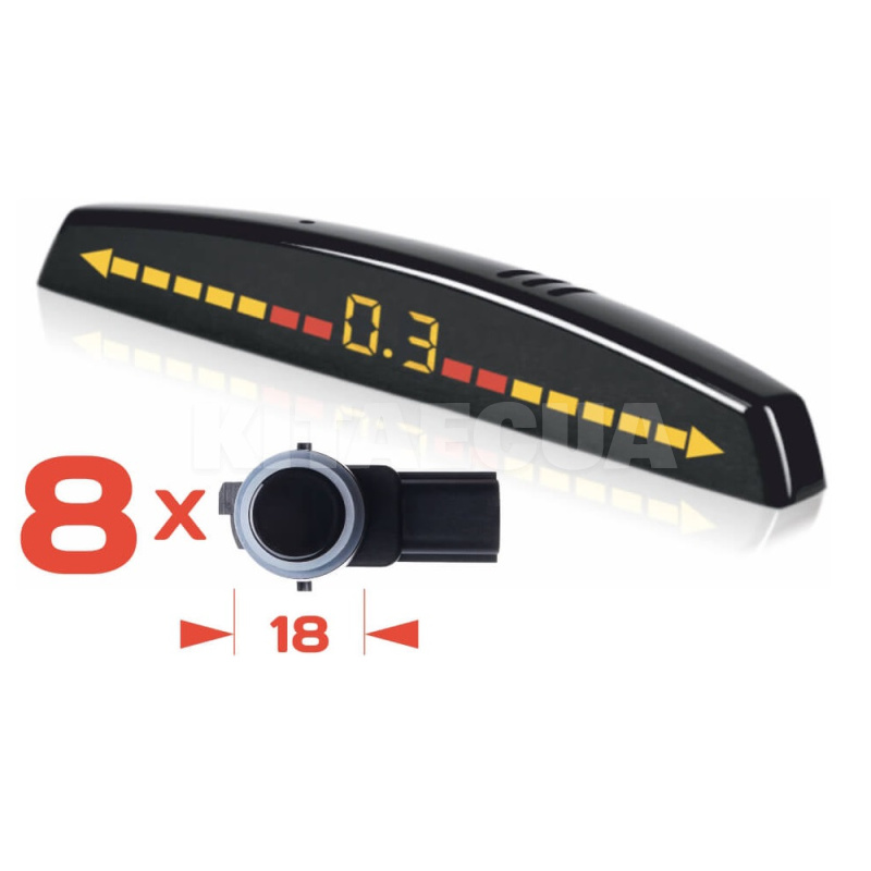 Парктроник A8181 V2 черный на 8 датчиков 18 мм AMS (66088)