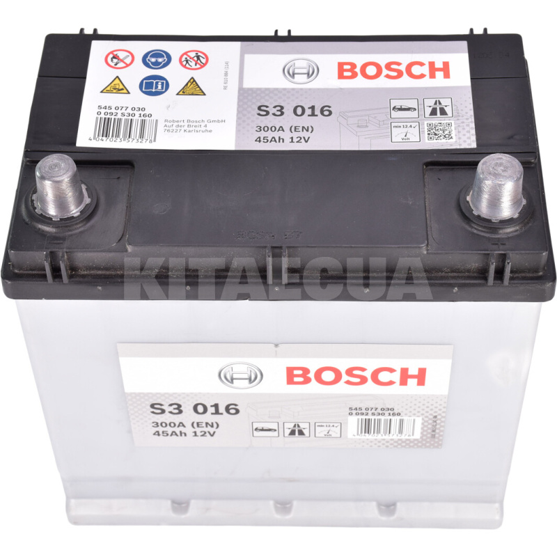 Акумулятор автомобільний 45Ач 300А "+" праворуч Bosch (0 092 S30 160) - 2
