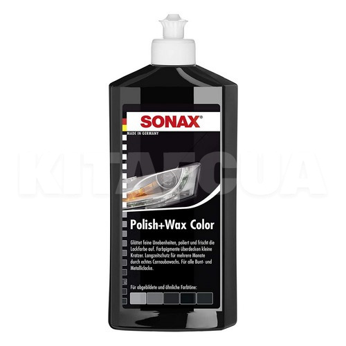 Цветной полироль c воском черный 500мл Polish&Wax Color NanoPro Sonax (296100)