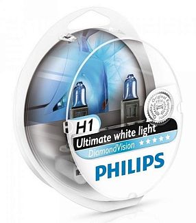 Галогенні лампи H1 55W 12V DiamondVision Комплект PHILIPS