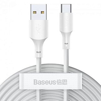 Кабель USB - Type-C 5А Simple Wisdom Data Cable Kit (2шт) 1.5м белый BASEUS