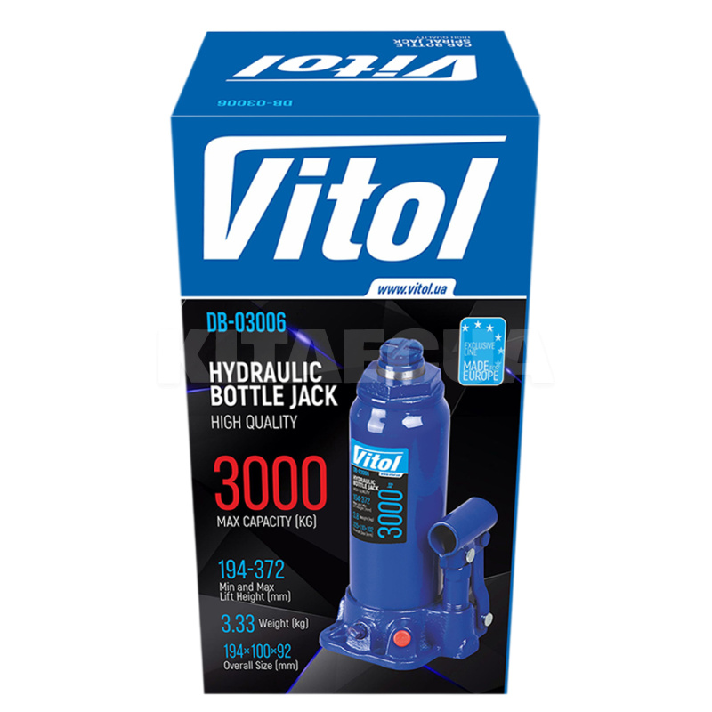 Домкрат гідравлічний телескопічний до 3т (194мм-372мм) VITOL (ДБ-03006-VITOL) - 2