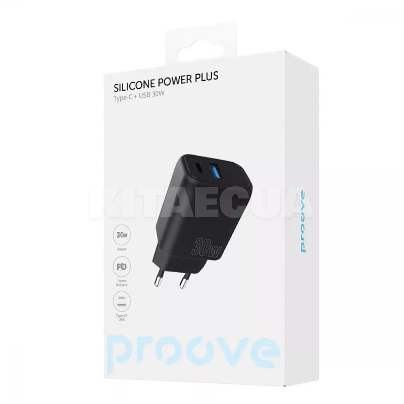 Зарядное устройство 30W Type-C+USB Silicone Power Plus чорное PROOVE (508760001) - 3