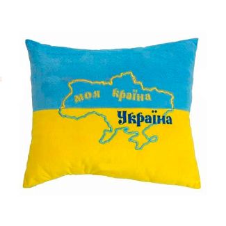 Подушка в машину декоративная "Моя країна Україна" желто-голубая Tigres