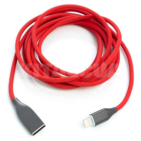 Кабель USB Lightning 2.4A 2м червоний PowerPlant (CA911417) - 2
