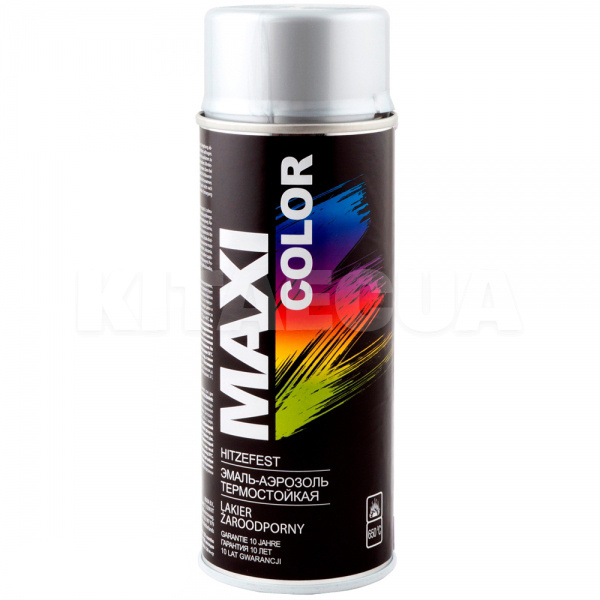 Краска-эмаль серебристая 400мл высоко-температурная 400° MAXI COLOR (MX0007)