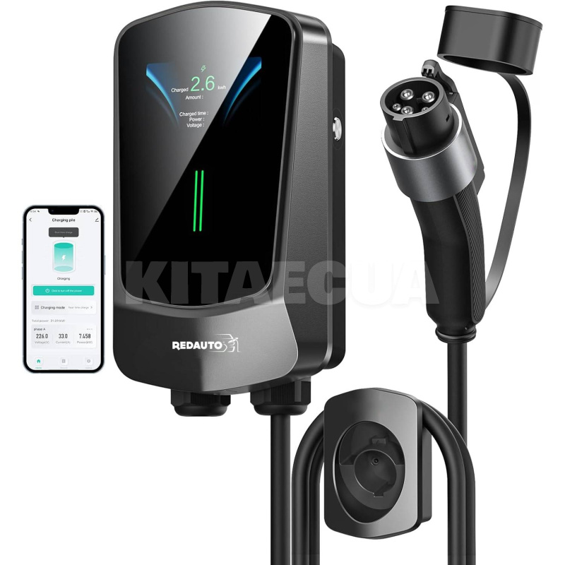 Зарядка для электромобиля 7.4 кВт 32А 1-фаза Type 1 (американское авто) Wall Station Q6 REDAUTO (R6-7-T1)