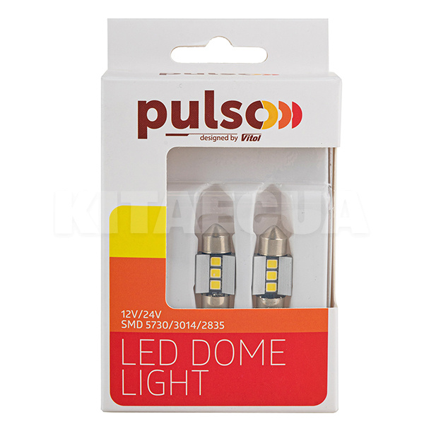 LED лампа для авто T11x28mm 6000K (комплект) PULSO (LP-66028)