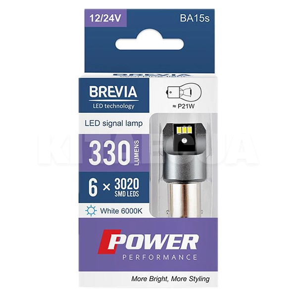 LED лампа для авто Power BA15s 6000K (комплект) BREVIA (10101X2) - 3