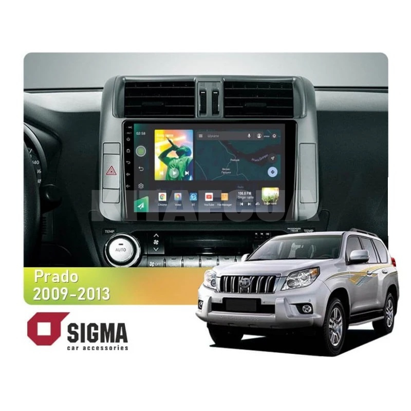 Штатна магнітола X9232 2+32 Gb 9" Toyota Land Cruiser Prado 150 2009-2013 (B) SIGMA4car (33857)