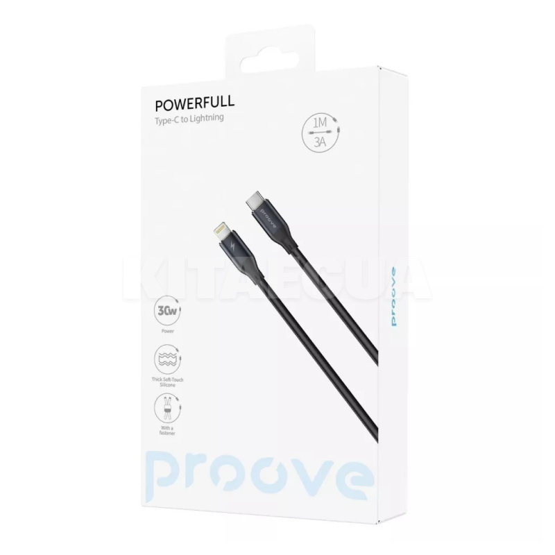 Кабель Type-C Lightning 30W 1.5м PowerFull черный PROOVE (488550001) - 6