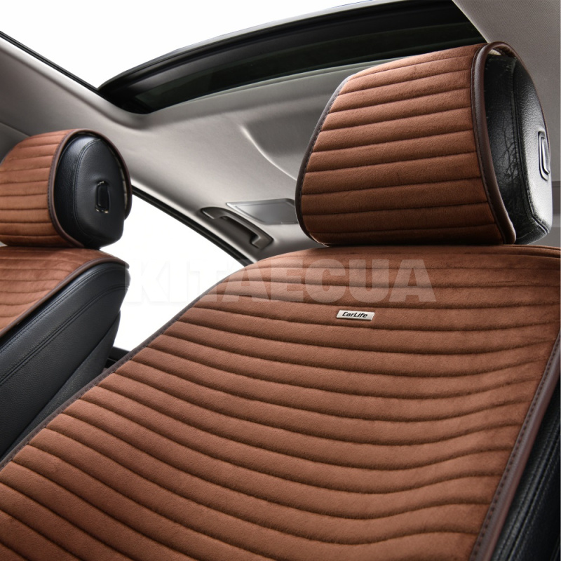 Накидки на сиденья коричневые с подголовником Sport CARLIFE (SC10402) - 3