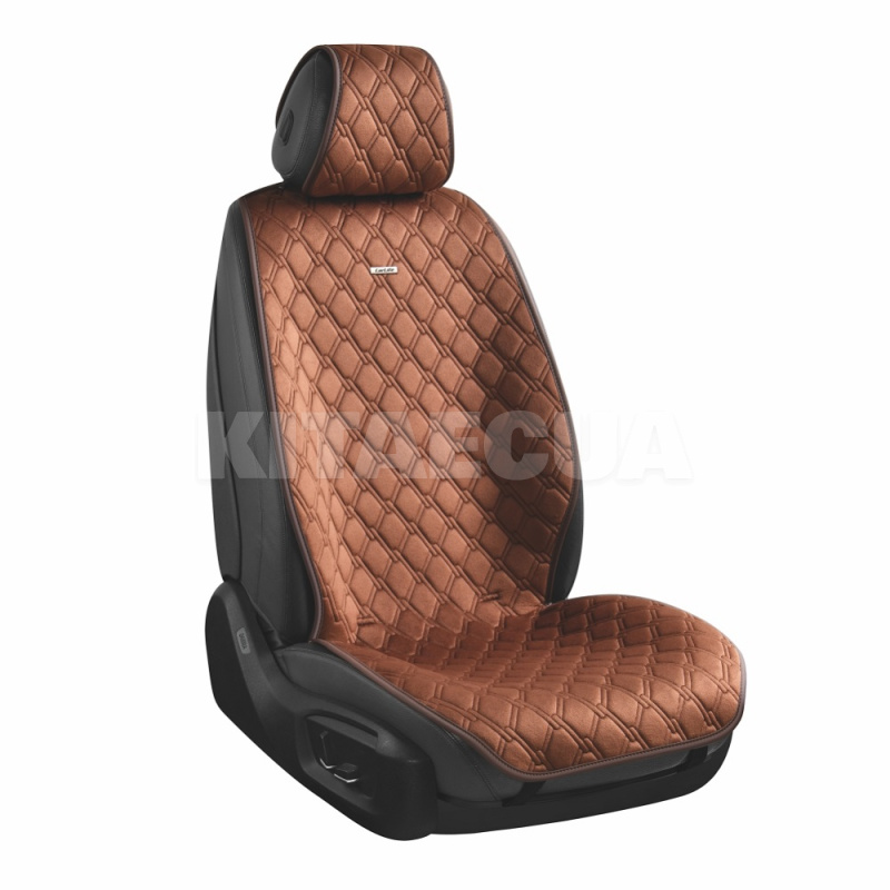Накидки на сиденья коричневые с подголовником Turbo CARLIFE (SC30404)