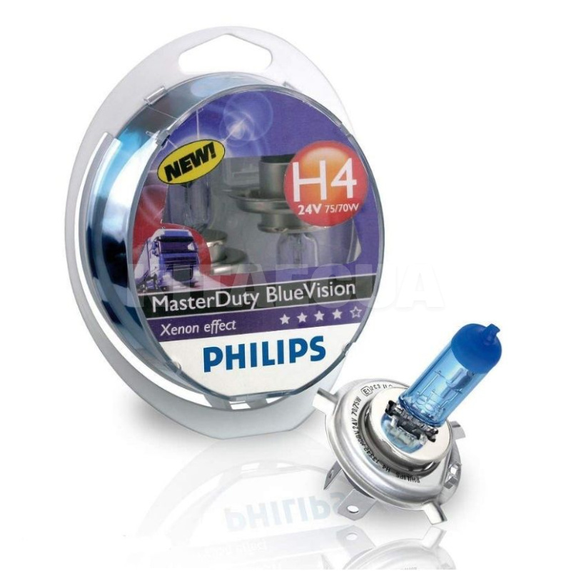 Галогенні лампи H4 75/70W 24V MasterDuty BlueVision комплект PHILIPS (13342MDBVS2)