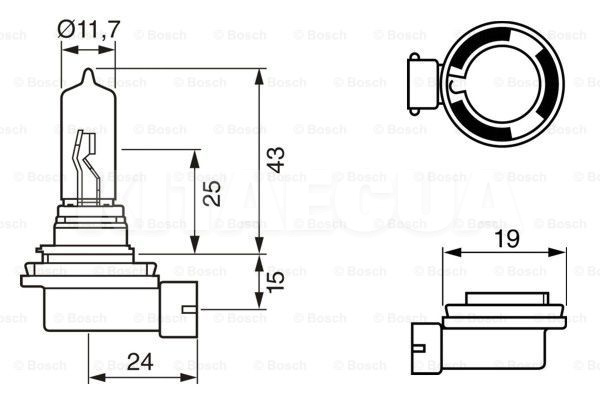 Галогенна лампа H9 65W 12V Pure light Bosch (BO 1987302082) - 3