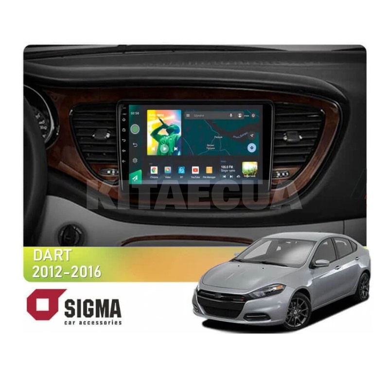 Штатна магнітола X9232 2+32 Gb 9" Dodge Dart 2012-2016 SIGMA4car (33277)