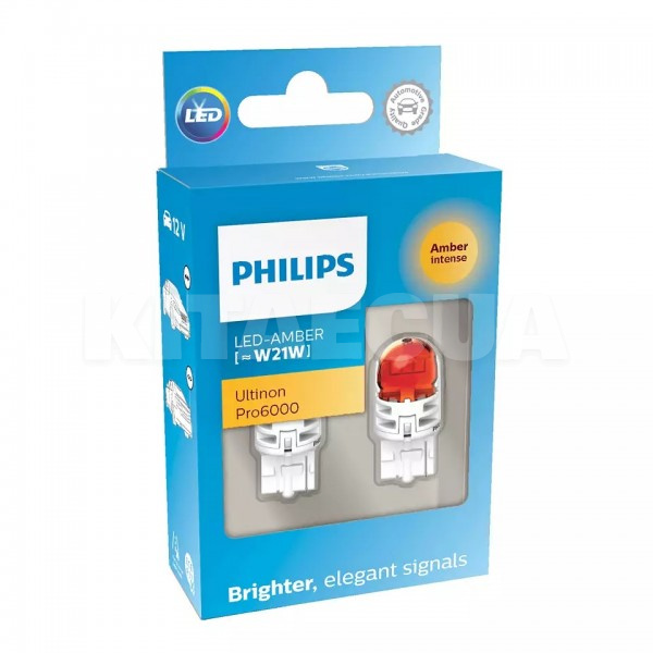 LED лампа для авто Ultinon Pro6000 SI W3x16d 12V amber (комплект) PHILIPS (11065AU60X2)