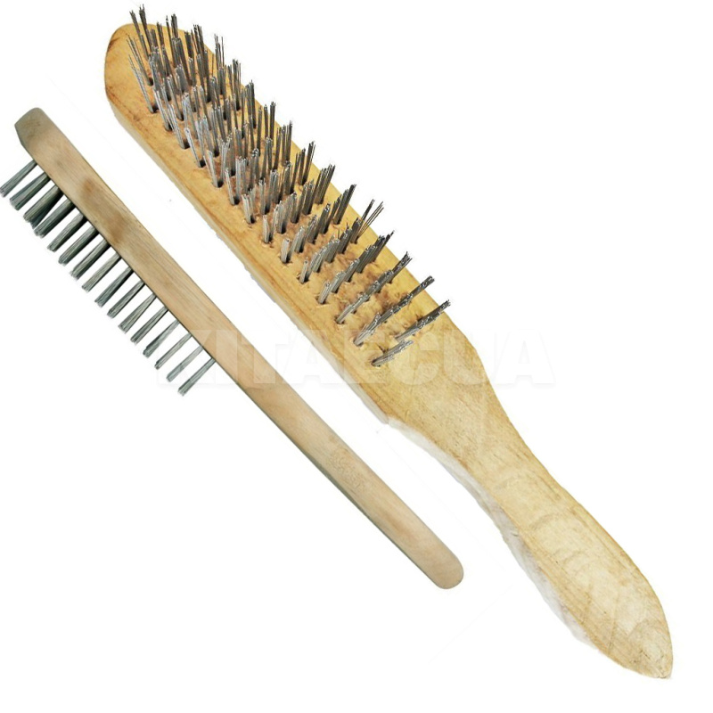 Щітка з металу 5-рядна сталева з деревяною ручкою VOREL (06950)