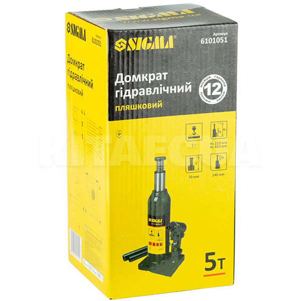 Домкрат гидравлический бутылочный до 5т (210мм-420мм) SIGMA (6101051) - 3