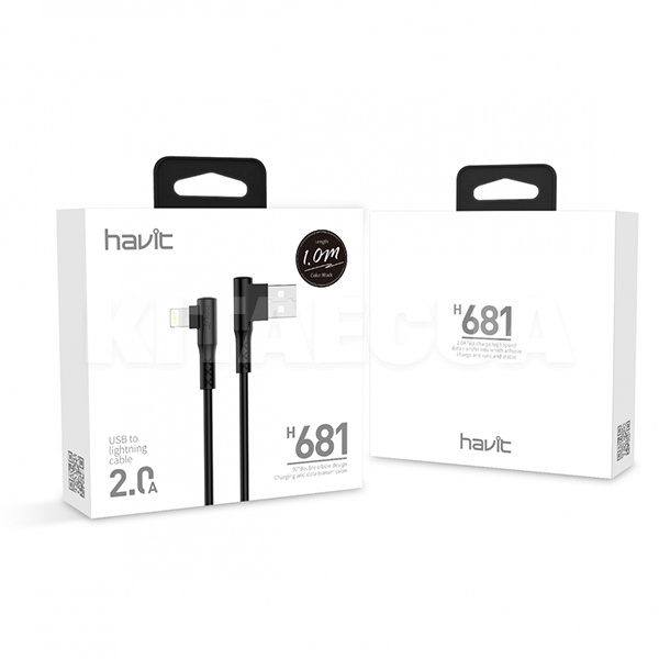 Кабель USB Lightning 2А HV-H681 1м чорний HAVIT (HV-H681) - 2