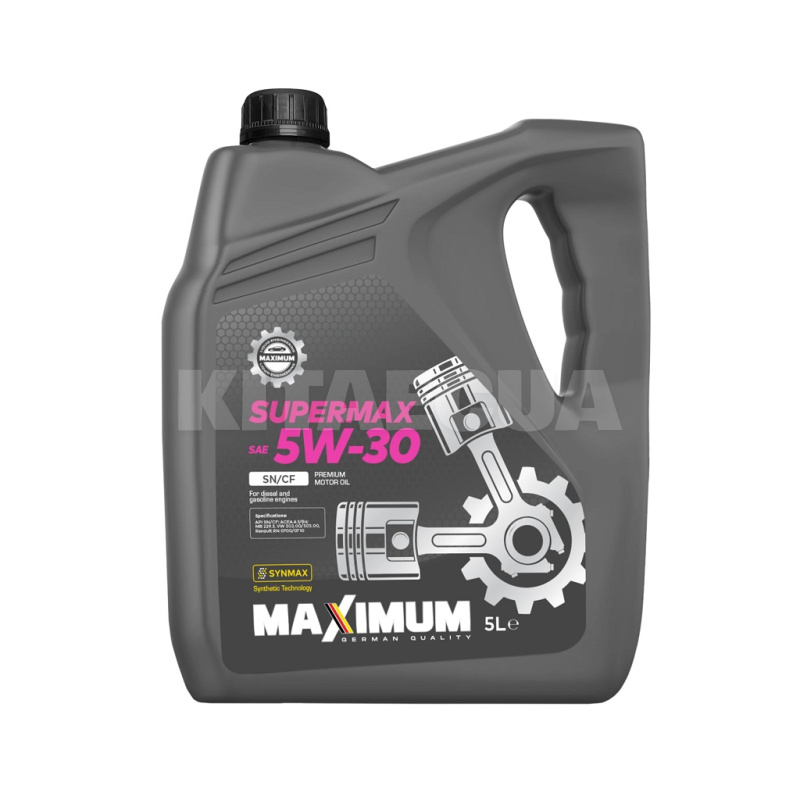 Масло моторне синтетичне 5л 5W-30 SUPERMAX SN/CF MAXIMUM (SUPERMAX 5W30 SN/CF_5л)