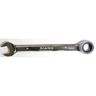 Ключ рожково-накидной 16 мм угол 15° с трещоткой STARLINE