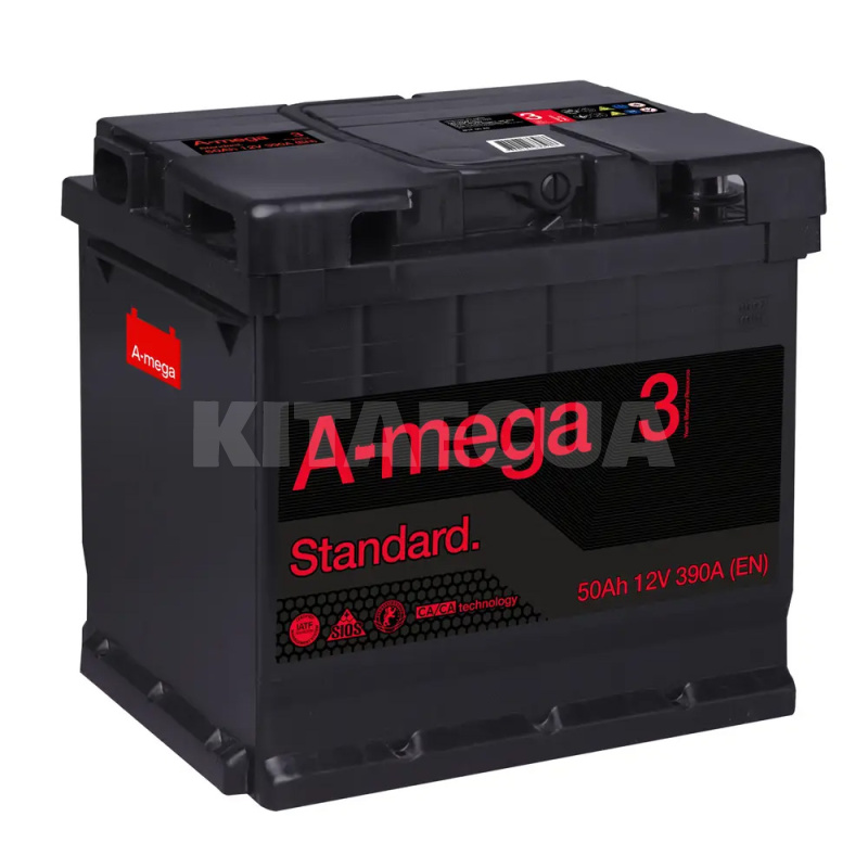 Автомобільний акумулятор 50Ач 390А "+" зліва A-Mega (6СТ-50-АЗ-Standard-()