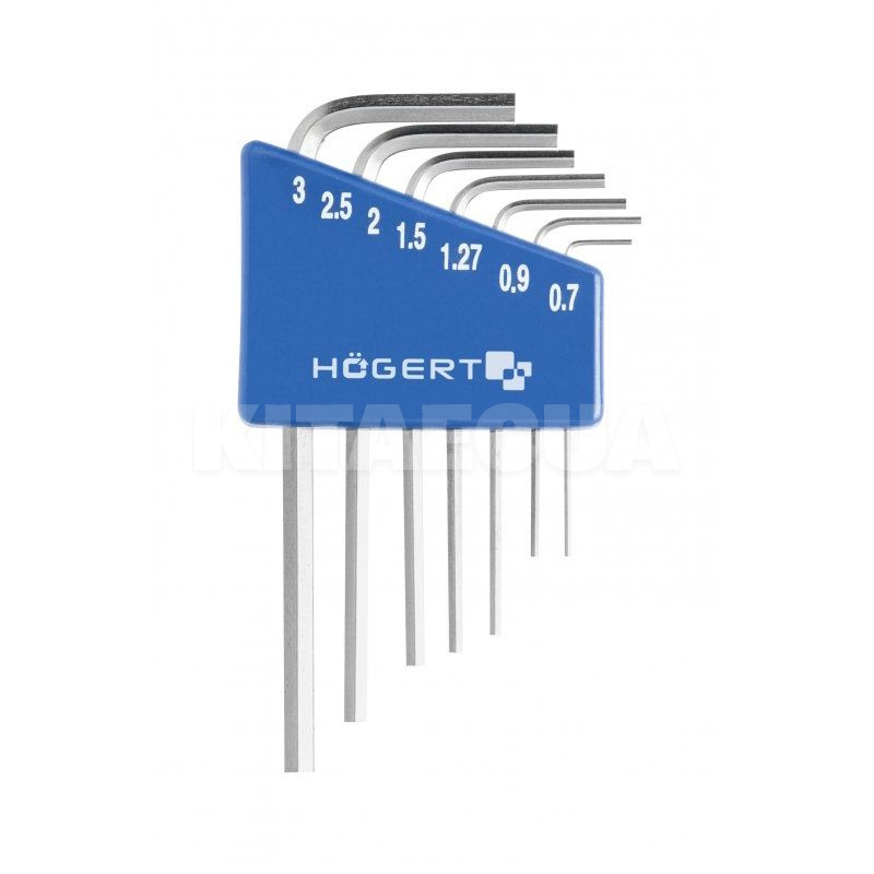 Набір шестигранних ключів Г-подібних 0.71-3 мм 7 предметів HOGERT (HT1W800)