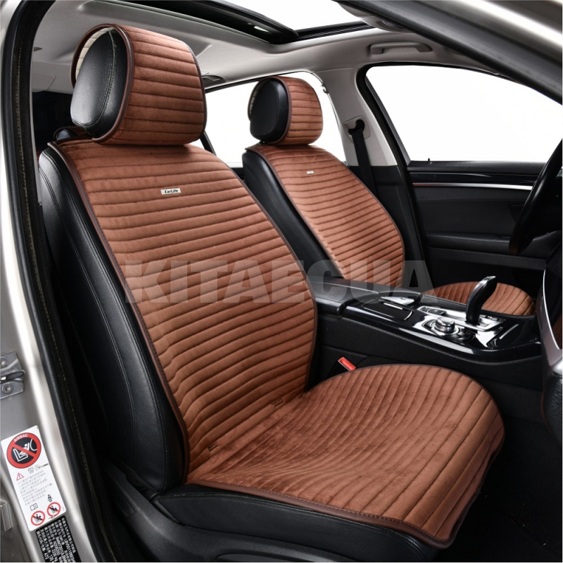 Накидки на сиденья коричневые с подголовником Sport CARLIFE (SC10402) - 2