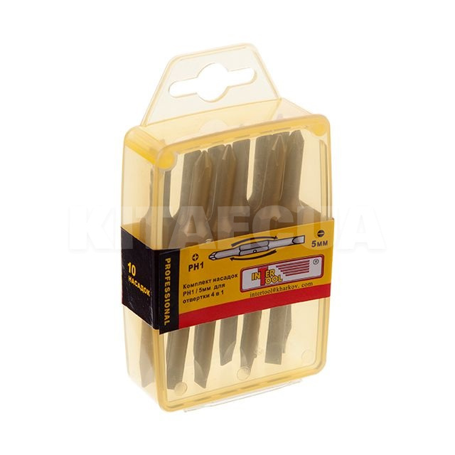 Комплект біт PH1/SL5 1/4" 10шт. Intertool (VT-0061)