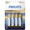 Батарейка цилиндрическая щелочная 1,5 В AA (4 шт.) Premium Alkaline PHILIPS (PS LR6M4B/10)