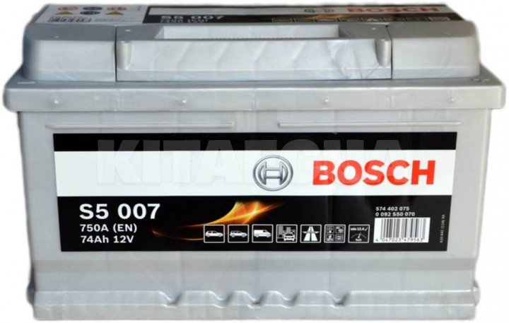 Аккумулятор автомобильный 74Ач 750А "+" справа Bosch (0092S50070) - 3