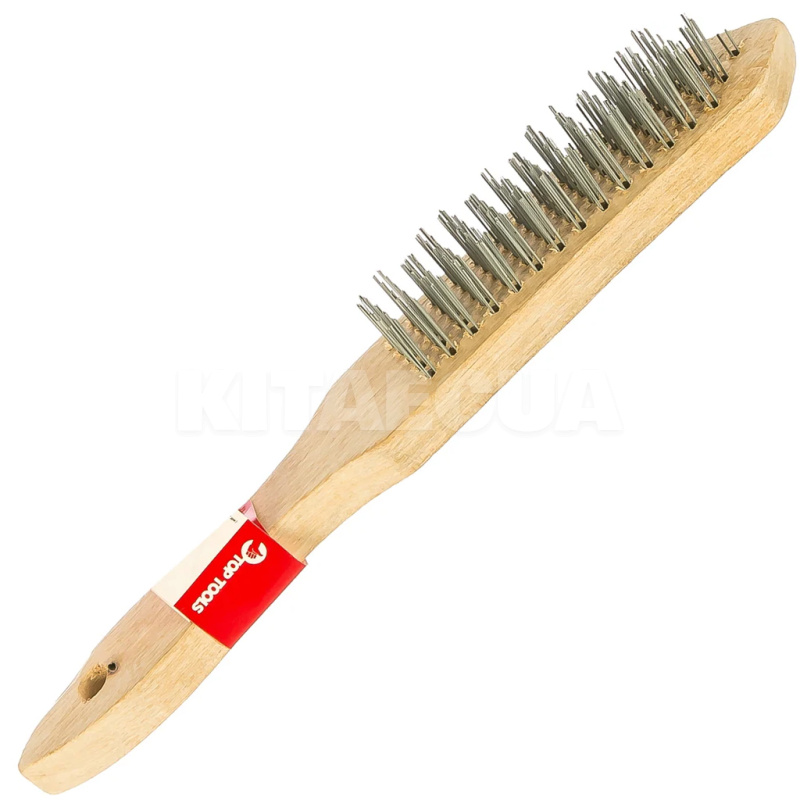 Щетка по металлу 5-рядная стальная с деревянной ручкой Top Tools (14A605)