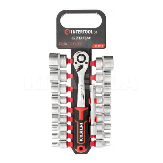 Набір головок 6-гранних 1/2" з подовжувачем 1/2" 125мм та тріскачкою Intertool (ET-8016-Intertool) - 4