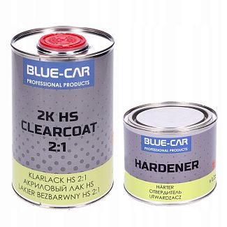 Лак HS глянцевый 1л двухкомпонентный бесцветный + отвердитель 0.5л BLUE-CAR