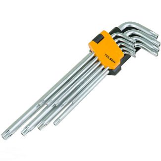 Набор г-образных ключей с отверстием Torx T10-Т50 9 предметов TOLSEN