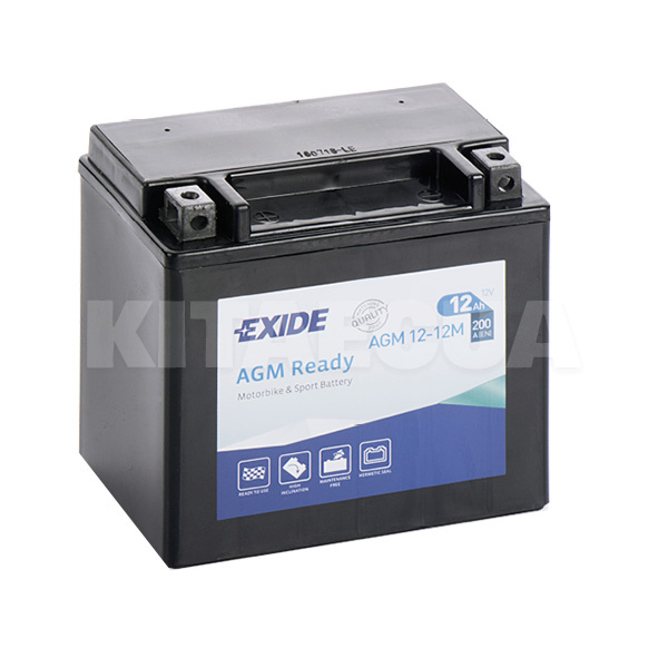 Акумулятор автомобільний 12Ач 200А "+" зліва EXIDE (AGM12-12M)