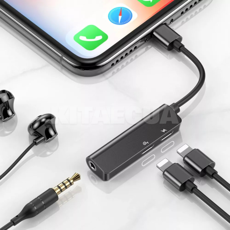 Перехідник AUX Baseus L52 Lightning to 2xLightning + 3.5mm BASEUS (305120001) - 3