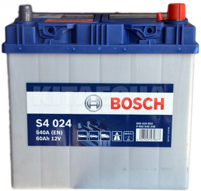 Акумулятор 60аг Asia (T3) 173x232x225 із зворотною полярністю 540А S4 Bosch (BO 0092S40240)