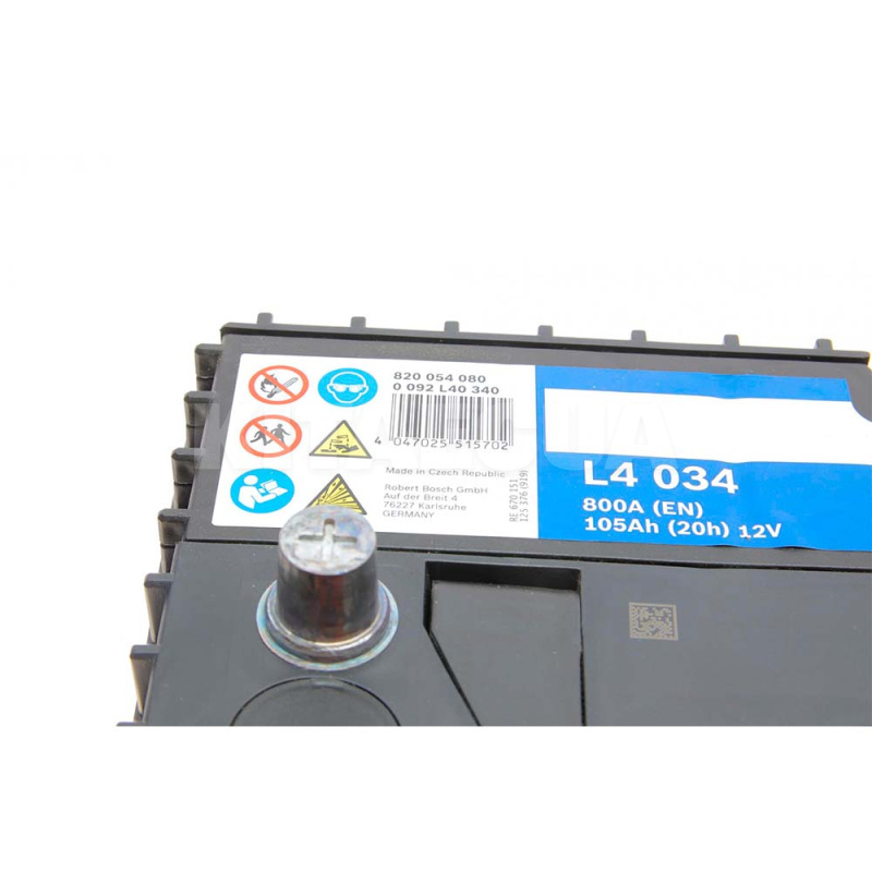 Аккумулятор автомобильный T3 034 105Ач 800А "+" слева BOSCH (0 092 L40 340) - 3