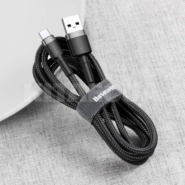 Кабель USB Type-C Cafule 3А 1м сірий/чорний BASEUS (CATKLF-BG1) - 8