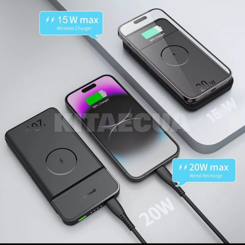 Повербанк Qi Power Stand 2in1 10000mAh 20W черный PROOVE (577320001) - 5